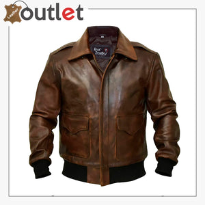 Cowhide Leather Bomber Aviator Flight Jacket Leather Outlet