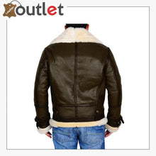 Load image into Gallery viewer, Army Green Men B3 Bomber Shealring Leather Jacket
