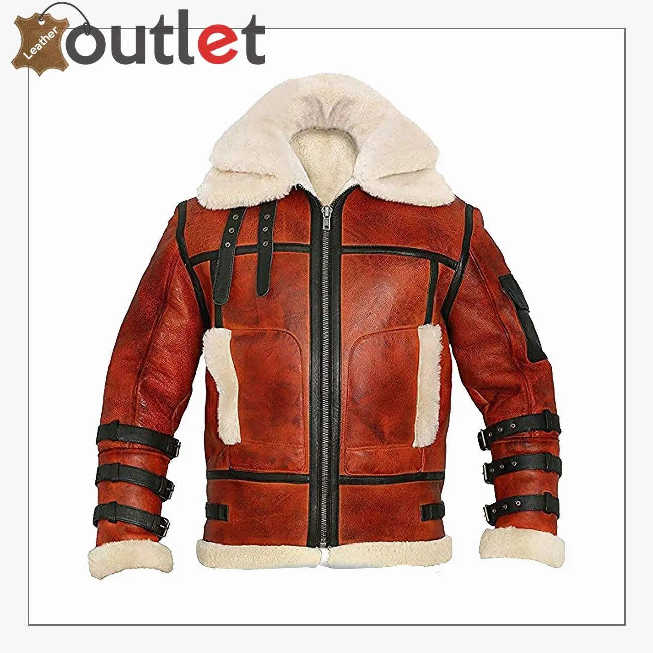 Aviator Sheepskin RAF Mens B3 Bomber Leather Jacket - Leather Outlet