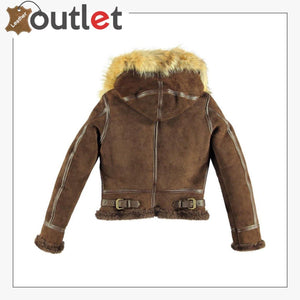 B3 Woman Hoodie Leather Bomber Jacket - Leather Outlet