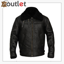 Load image into Gallery viewer, B3 Aviator Bomber Sheepskin Black Jacket
