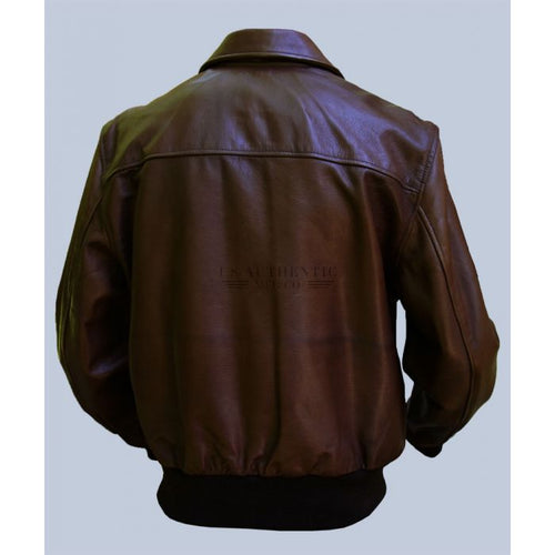 Half belt back detail on a brown barnstormer leather jacket