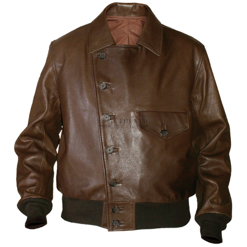 Barnstormer leather jacket for men in brown hide with high collar