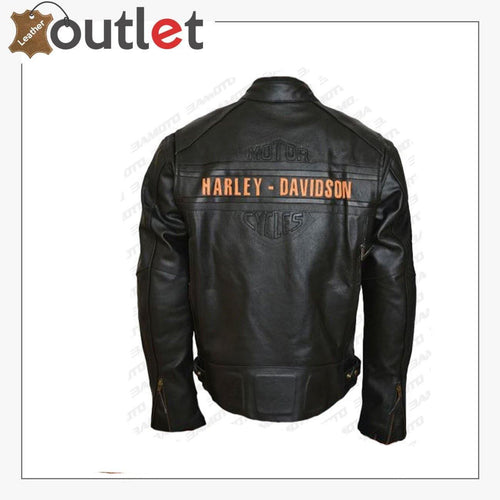 Bill Goldberg Black Harley Davidson Motorcycle Leather Jacket - Leather Outlet