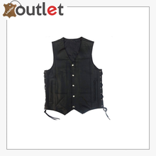 Load image into Gallery viewer, Black Biker Shirt Style Collar Leather vest
