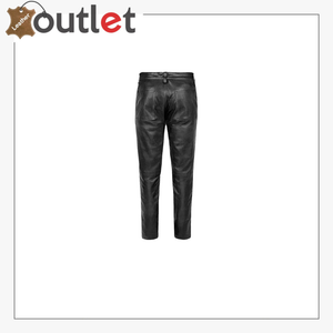 BLACK LACE-UP LEATHER PANTS