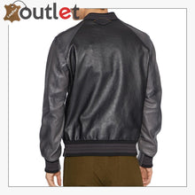 Load image into Gallery viewer, Black Leather Varsity Jacket - Leather Outlet
