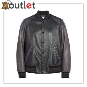 Black Leather Varsity Jacket - Leather Outlet