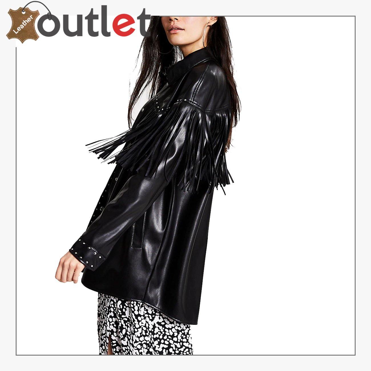 Black Real Quality Womens Leather Shirt - Leather Outlet