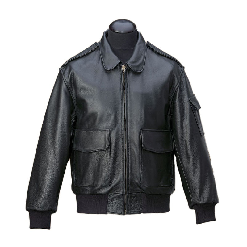 Men’s Aviator A-2 Black Tornado Bomber Jacket Leather Outlet