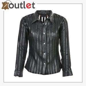 Black Womens Leather Shirt - Leather Outlet