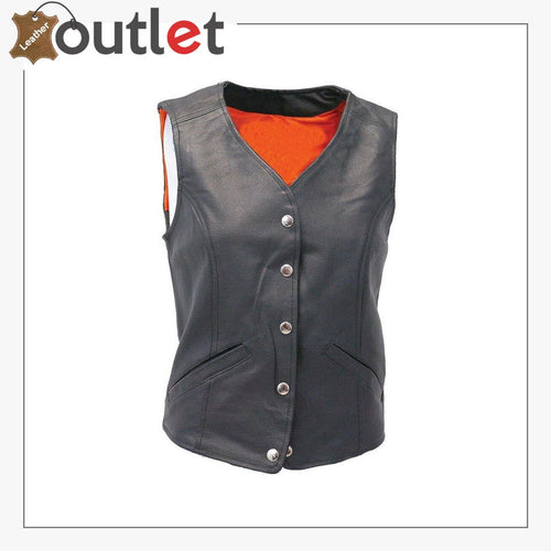 Brand New Womens Ladies Handmade Real Leather Biker Vest