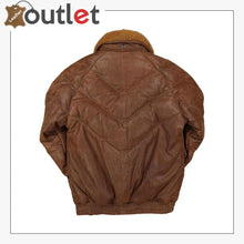 Load image into Gallery viewer, Brown Mens Leather V Bomber Jacket
