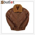 Brown Mens Leather V Bomber Jacket