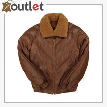 Load image into Gallery viewer, Brown Mens Leather V Bomber Jacket
