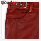 Cherry Red Zipper Leather Pants