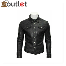 Load image into Gallery viewer,  Men&#39;s Genuine Lambskin Leather Shirt, Unisex Shirt, Leather
