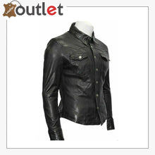 Load image into Gallery viewer, Custom Made Casual Gents Black Adjustable Collar Casual Shirt
