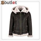 Detachable Hood Ladies B3 Bomber Classic WW2 Sheepskin Jacket - Leather Outlet