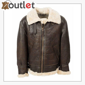 Flight B3 Aviator Bomber Leather Brown Jacket - Leather Outlet