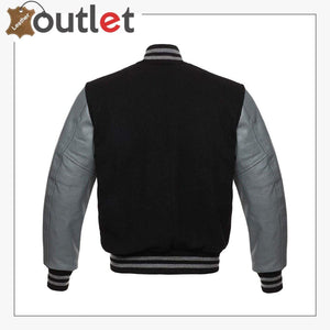 Genuine Leather Varsity Jacket For Men