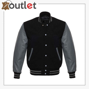 Genuine Leather Varsity Jacket For Men