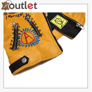 Graffiti Punk Style Biker Leather Jacket