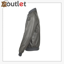 Load image into Gallery viewer, Grey Leather Bomber Jacket - Leather Outlet
