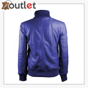 Gusty Dark Blue Bomber Womens Leather Jacket - Leather Outlet