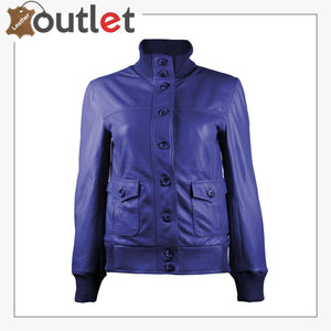 Gusty Grey Bomber Womens Leather Jacket - Leather Outlet