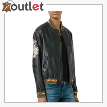 Load image into Gallery viewer, High Quality Black Leather Bomber Jacket
