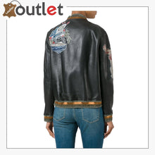 Load image into Gallery viewer, High Quality Black Leather Bomber Jacket
