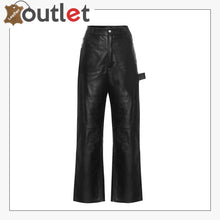 Load image into Gallery viewer, High-rise wide-leg leather jeans Pants
