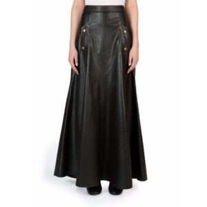 Ladies Long Slim fit Genuine Soft Lambskin Black Leather Skirt Leather Outlet