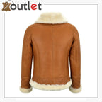 Ladies Sheepskin Jacket White Shearling Asymmetric Real Fur Bomber Jacket - Leather Outlet