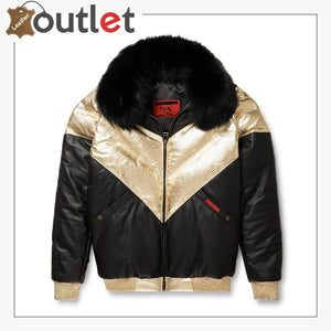 Lamb Skin Leather V-Bomber Leather Jacket For Men