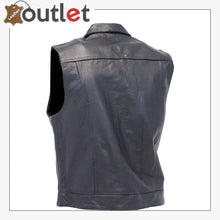 Load image into Gallery viewer, Men&#39;s Classic Black Leather Motorcycle Vest
