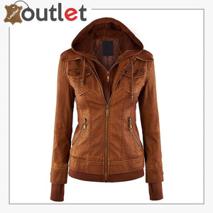 Leather Moto Biker Fashion Jacket For Women