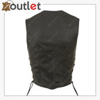 MEN’S MOTORCYCLE BIKER RED VEST GENUINE COWHIDE LEATHER BLACK