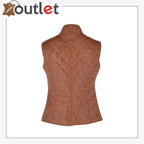 Luxury Diamond Quilted 100% Leather Gilet Vest Waistcoast