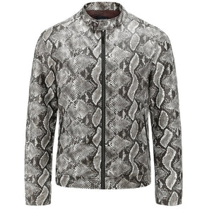 Luxury Style Handmade Men's Python Leather Jacket Leather Outlet