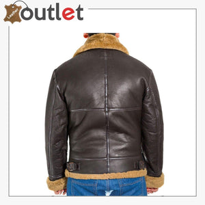 Men B3 Bomber Raf Leather Shearling Jacket