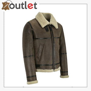 Men B3 Brown Air Force Leather Shearling Jacket
