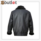 Men Black Aircraft Leather Shearling Jacket