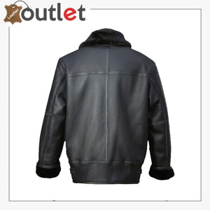 Men Black Aircraft Leather Shearling Jacket