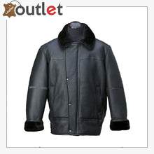 Load image into Gallery viewer, Men Black Aircraft Leather Shearling Jacket
