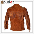 Men Wastern Leather Jacket and Fringe Beaded Coat