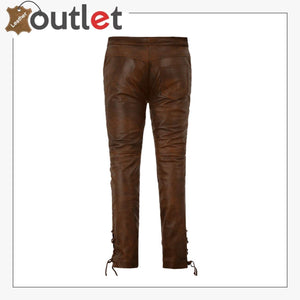 Men Cowboy Lace Up Leather Pants