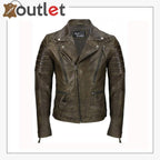 Men's Brown Sheep Leather Vintage Style Biker Fashion Casual Leather Jacket