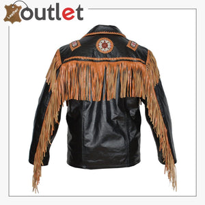 Men's Cowboy Genuine Cowhide Leather Jacket - Leather Outlet